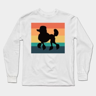 Poodle Dog Silhouette Vintage Sunset Long Sleeve T-Shirt